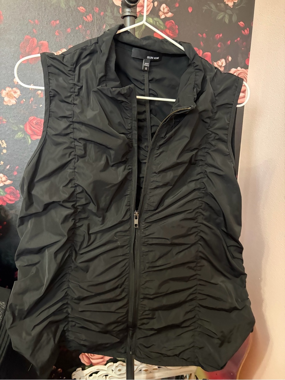 SUN KIM Black Ruched Zip Vest